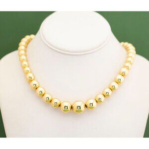 Vintage Victorian Gold Tone Spheres Beaded Necklace by Korea 24 inch - W10